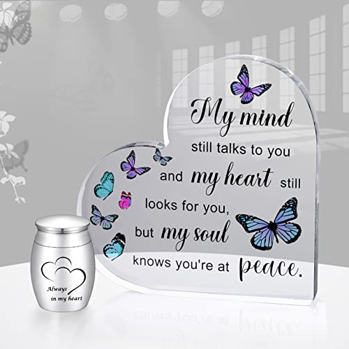 Small Urns for Human Ashes Butterfly Sympathy Gifts Mini Keepsake Urn for Ashes Acrylic Memorial Gifts for Loss of Mother