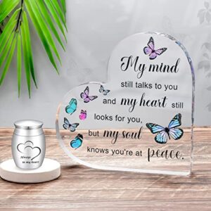 Small Urns for Human Ashes Butterfly Sympathy Gifts Mini Keepsake Urn for Ashes Acrylic Memorial Gifts for Loss of Mother