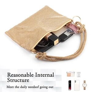 AOYUNHUI Rhinestone Hobo Bag for Women Shoulder Handbags Evening Bling Hobo Bag Evening Purse Rhinestone Clutch Purses for Women Crystal Evening Clutch Bag for Wedding Reception Prom Reunion-Gold