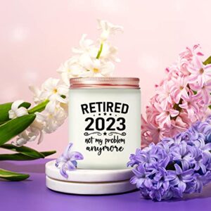 Maybeone Retirement Gifts for Women Men - Scented Candle Gift for Retirement Women Coworker - Retired 2023 Not My Problem Anymore - Best Retirement Gifts for Mom, Wife, Coworkers, Boss