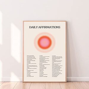 daily affirmation wall art colorful aura poster inspirational paintings for wall energy spiritual picture orange aesthetic posters daily gratitude picture for living room bedroom 16x24inch unframed