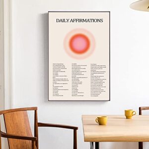 Daily Affirmation Wall Art Colorful Aura Poster Inspirational Paintings for Wall Energy Spiritual Picture Orange Aesthetic Posters Daily Gratitude Picture for Living Room Bedroom 16x24inch Unframed