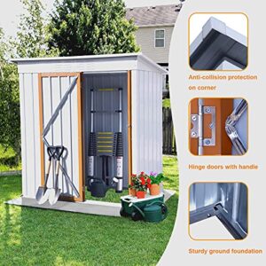 EMKK 5 X 3 Ft Outdoor Storage Shed, Galvanized Metal Garden Shed with Lockable Doors, Tool for Patio Lawn Backyard Trash Cans,Metal Sheds Lawn, White