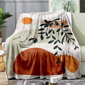 sebkq boho sun and leaves blanket double sided flannel throw blanket, suitable for adults and children on the sofa, car, bed nap warm comfortable blanket(59in x 39in)