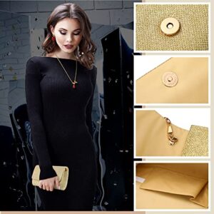3 Pcs Women Red Rose Jewelry Set Gold Evening Bag Clutch Purses 18K Gold Plated Necklace Earrings Evening Party Handbag Wedding Bag for Women Gift