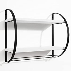 SUMGAR Floating Shelves with Towel Bar, 2 Tier Storage Shelf Wall Mounted for Bedroom, Living Room, Office, Kitchen