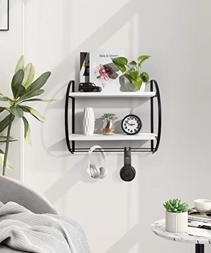 SUMGAR Floating Shelves with Towel Bar, 2 Tier Storage Shelf Wall Mounted for Bedroom, Living Room, Office, Kitchen