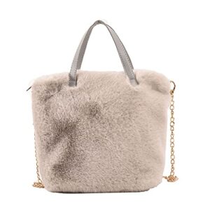 women’s handbag fleece shoulder bag hobo tote bag faux fur retro casual clutch cute chic crossbody purse