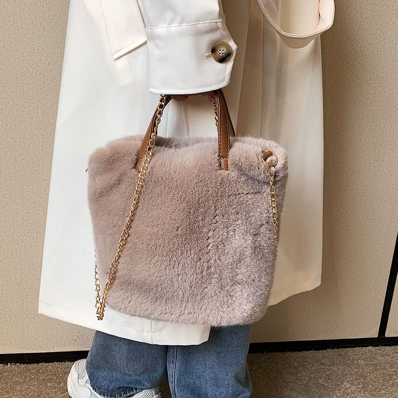 Women's Handbag Fleece Shoulder Bag Hobo Tote Bag Faux Fur Retro Casual Clutch Cute Chic Crossbody Purse