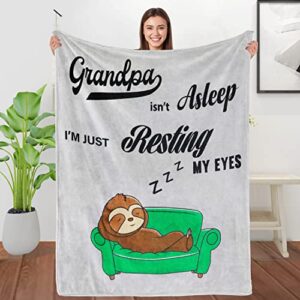 moyel grandpa gifts funny sloth blanket fluffy fuzzy warm soft throw blanket for grandpa christmas fathers day birthday gifts for grandpa, 59”x51”