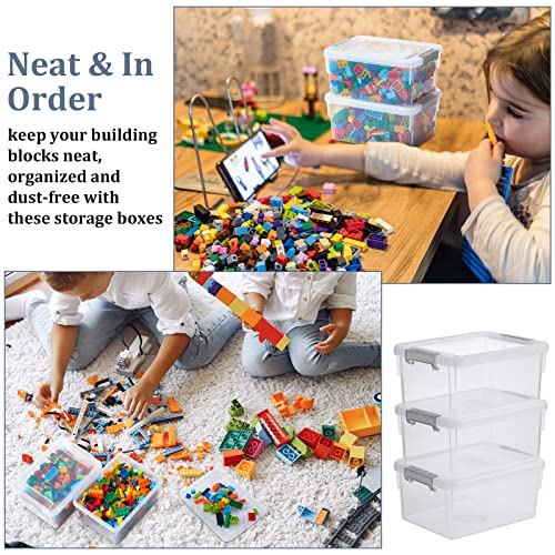 24 Pieces 1.1 Quart Small Clear Plastic Storage Containers Bins with Lid Stackable Small Items Beads Storage Latch Box Crafts Toys Lidded Bins and Secure Latching Buckles for Office Organizing