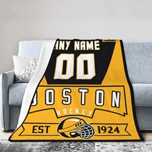 Custom Blanket for Bed Personalized Fans Gift Hockey City Summer Winter Fleece Throw Blankets Add Name and Number Personalized