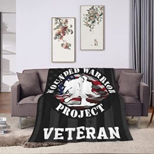 WANGLONG Us-Wounded-Warrior-Project Throw Blanket Fleece Blanket Bed Sofas Warm Throw Blanket All Season Warm 80"X60" Blanket