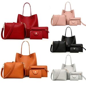 tote bag for women in leather handbags 4pcs hobo bags ladies purse shoulder bags girls faux leather satchel purse 2022