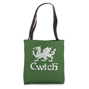 cwtch – for fans of a big welsh hug – welsh dragon design tote bag