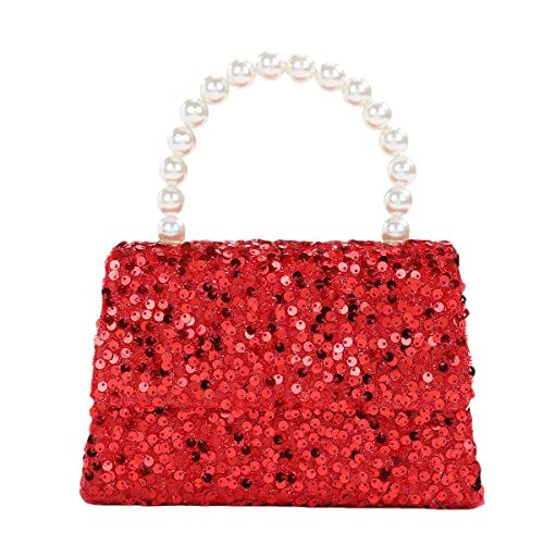 FIWOODELF Womens Crystal Evening Clutch Bag Rhinestone Sequin Evening Handbag Shoulder Bags Purse for Wedding Party Prom (Red 1)