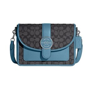 coach women’s lonnie crossbody bag (signature jacquard – black smoke/pacific blue)