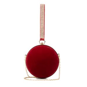 olivia miller women’s fashion mary round ball red clutch w detachable chain strap, evening handbag, small wedding prom party pouch bag
