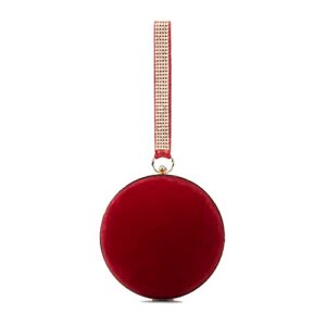 Olivia Miller Women’s Fashion Mary Round Ball Red Clutch w Detachable Chain Strap, Evening Handbag, Small Wedding Prom Party Pouch Bag