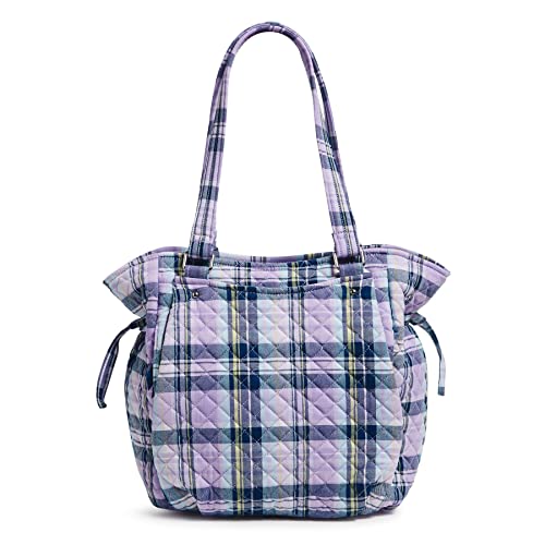 Vera Bradley Women's Cotton Glenna Satchel Purse, Amethyst Plaid - Recycled Cotton, One Size