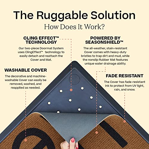 RUGGABLE Welcome Doormat - Perfect Indoor Outdoor Machine Washable Doormat for Front Door Porch or Entryway to Greet Guests - Multicolor Blossom