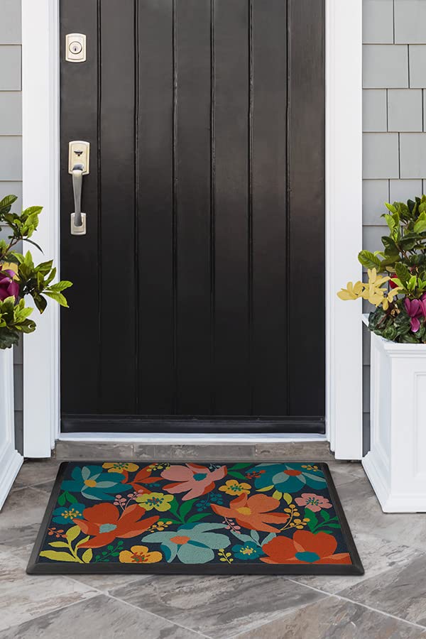 RUGGABLE Welcome Doormat - Perfect Indoor Outdoor Machine Washable Doormat for Front Door Porch or Entryway to Greet Guests - Multicolor Blossom