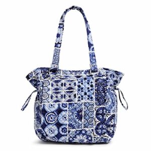vera bradley women’s cotton glenna satchel purse, island tile blue – recycled cotton, one size