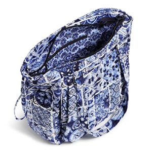 Vera Bradley Women's Cotton Glenna Satchel Purse, Island Tile Blue - Recycled Cotton, One Size