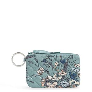 vera bradley women’s cotton zip id case wallet, sunlit garden sage – recycled cotton, one size