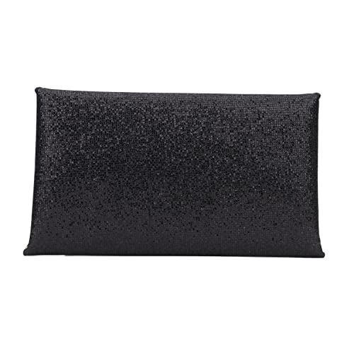 Olivia Miller Women’s Fashion Rae Rhinestone Black Envelope Clutch, Crystal Shimmery Mesh Evening Handbag, Medium Wedding Prom Party Pouch Bag