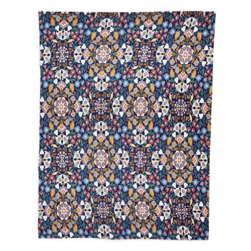 Vera Bradley Women's Packable Fleece Blanket, Enchanted Mandala Blue, One Size