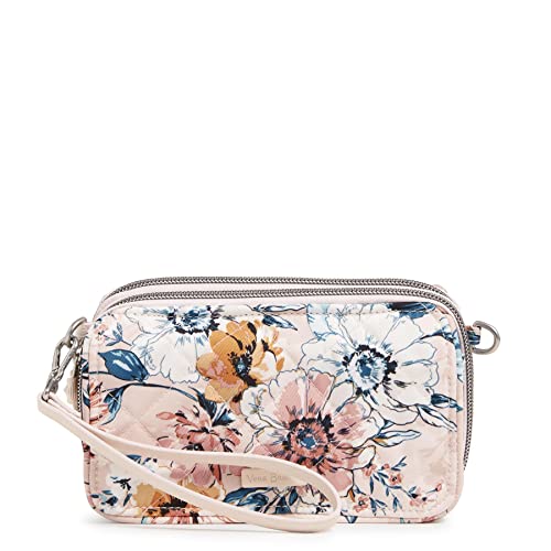 Vera Bradley Women's Performance Twill All in One Crossbody Purse With RFID Protection, Peach Blossom Bouquet, One Size