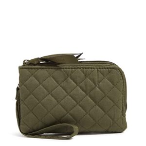 vera bradley women’s cotton double zip id case wallet with rfid protection, climbing ivy green – recycled cotton, one size