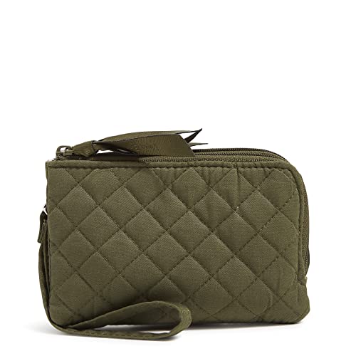 Vera Bradley Women's Cotton Double Zip ID Case Wallet With RFID Protection, Climbing Ivy Green - Recycled Cotton, One Size