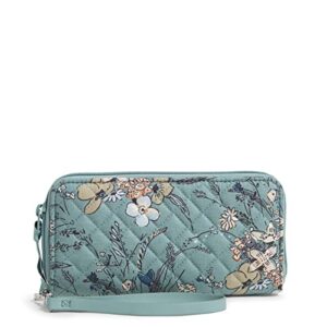 vera bradley women’s cotton accordion wristlet with rfid protection, sunlit garden sage – recycled cotton, one size