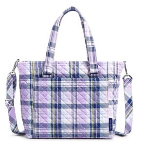 vera bradley women’s cotton multi-strap shoulder satchel purse, amethyst plaid – recycled cotton, one size