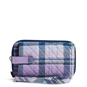 vera bradley women’s cotton smartphone wristlet with rfid protection, amethyst plaid – recycled cotton, one size