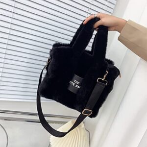 JQWSVE The Tote Bags for Women Trendy Fluffy Tote Bag Designer Luxury Handbag Autumn Winter Soft Plush Shoulder Crossbody Bag