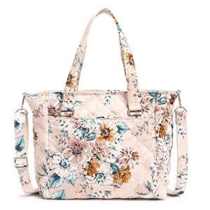 vera bradley women’s performance twill multi-strap shoulder satchel purse, peach blossom bouquet, one size