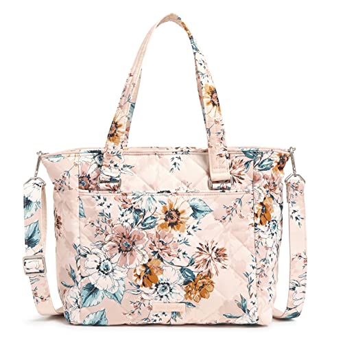 Vera Bradley Women's Performance Twill Multi-Strap Shoulder Satchel Purse, Peach Blossom Bouquet, One Size