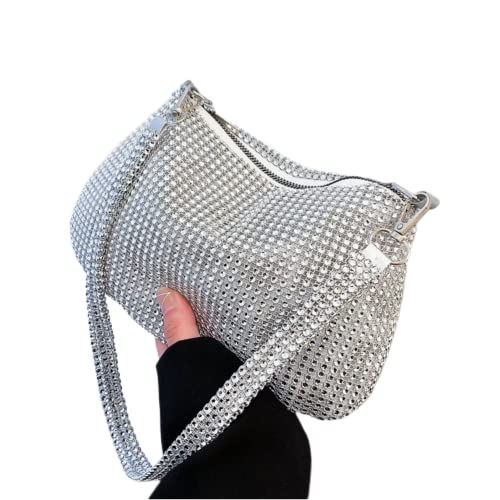 Bling Rhinestone Hobo Bag for Women Crystal Evening Handbag Underarm Bag Tote for Party Wedding
