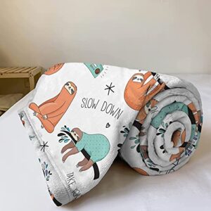 Cute Sloth Blanket, Printed Throw Ultra-Soft Comfortable Flannel Fleece Soft Throw Blanket for Bed Sofa 50x40 Inches (Sloth, 50" x 40")