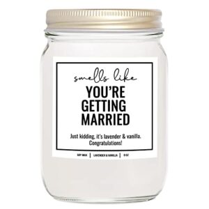 younique designs engagement candle – soy candles engagement gifts for couples, engaged candles gifts for women, 8 oz bridal shower gifts for bride to be scented candles (lavender & vanilla)