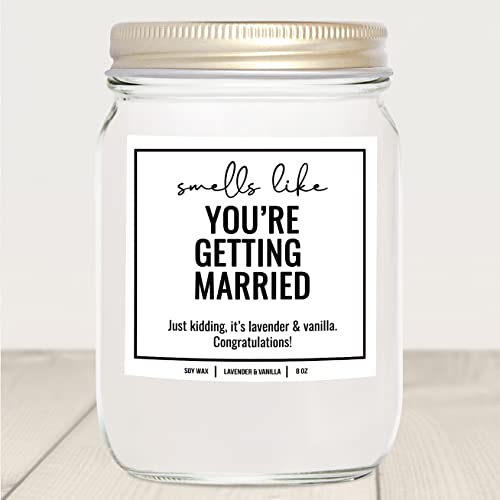 YouNique Designs Engagement Candle - Soy Candles Engagement Gifts for Couples, Engaged Candles Gifts for Women, 8 oz Bridal Shower Gifts for Bride to Be Scented Candles (Lavender & Vanilla)