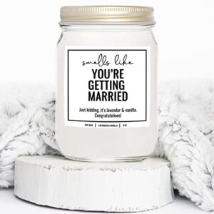 YouNique Designs Engagement Candle - Soy Candles Engagement Gifts for Couples, Engaged Candles Gifts for Women, 8 oz Bridal Shower Gifts for Bride to Be Scented Candles (Lavender & Vanilla)