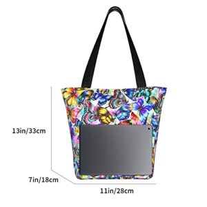 Tote Bag For Women Butterfly Tote Bag Large Capacity Butterfly Shoulder Handbag For School Work Travel With Inner Pockets