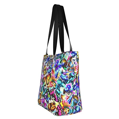 Tote Bag For Women Butterfly Tote Bag Large Capacity Butterfly Shoulder Handbag For School Work Travel With Inner Pockets