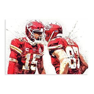 chicreed patrick mahomes, travis kelce poster football picture canvas poster bedroom decor sports landscape office room decor gift unframe: 12x18inch(30x45cm)