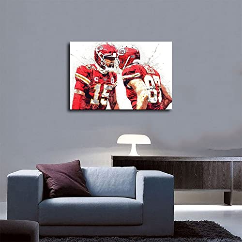 ChicReed Patrick Mahomes, Travis Kelce Poster Football Picture Canvas Poster Bedroom Decor Sports Landscape Office Room Decor Gift Unframe: 12x18inch(30x45cm)