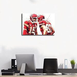 ChicReed Patrick Mahomes, Travis Kelce Poster Football Picture Canvas Poster Bedroom Decor Sports Landscape Office Room Decor Gift Unframe: 12x18inch(30x45cm)